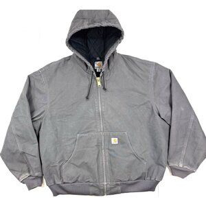 Carhartt Mens Jacket Sz 2XL Hooded Canvas Quilted Lined Made In USA J140-GVL